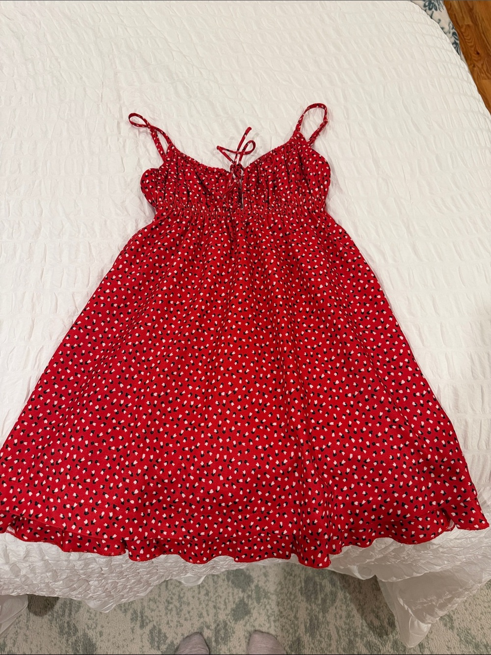 Women’s Red Polka Dot Sundress - Sleeveless Spaghetti Strap